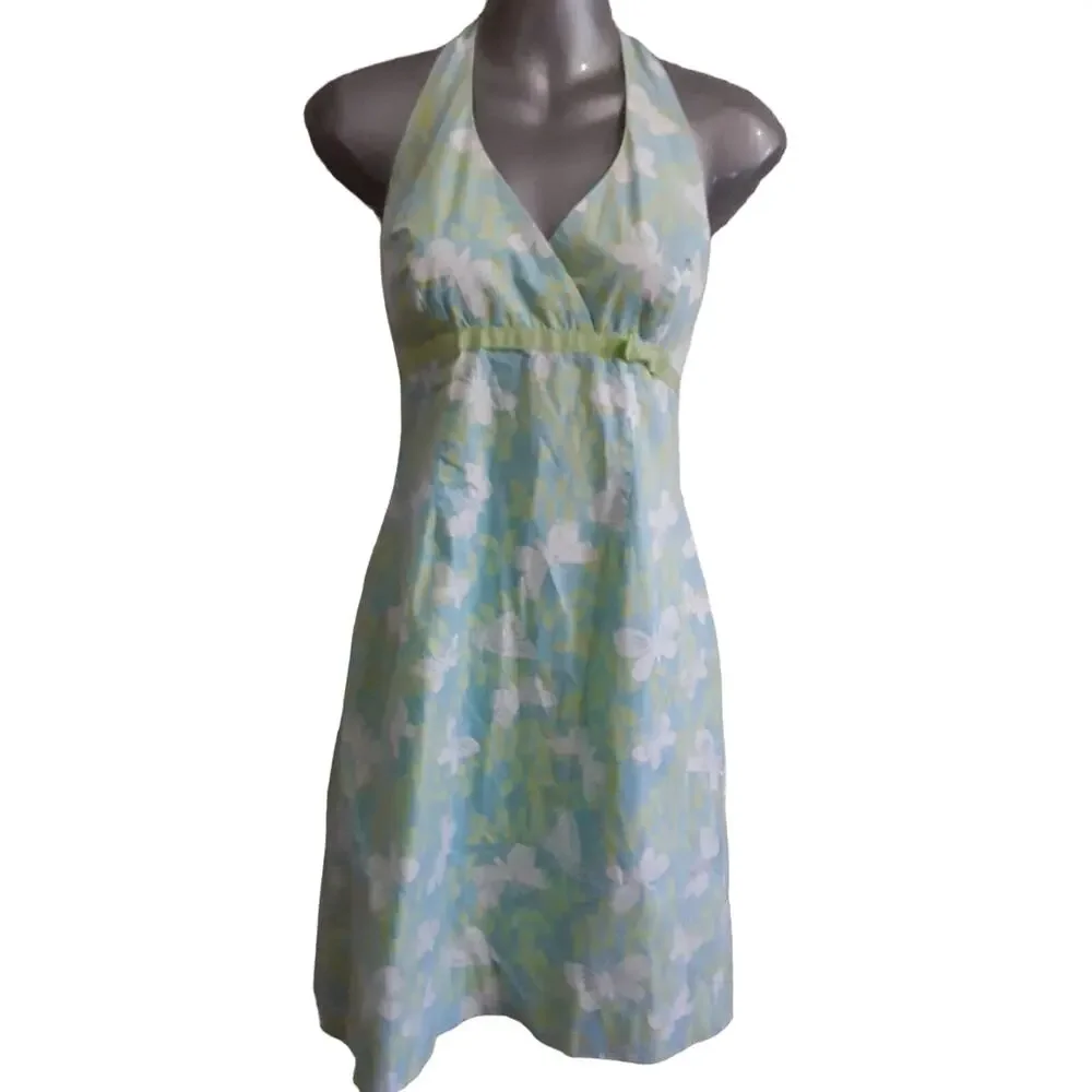 Lilly Pulitzer Sz 2 AIR SHOW Butterfly Print Halter Dress - Picture 1 of 6